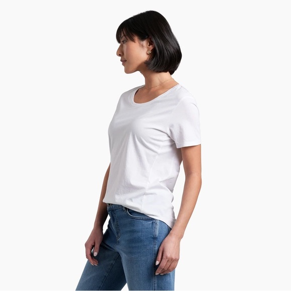 Kuhl Arabella Scoop Curved Hem Organic Cotton White T-shirt - Picture 3 of 16